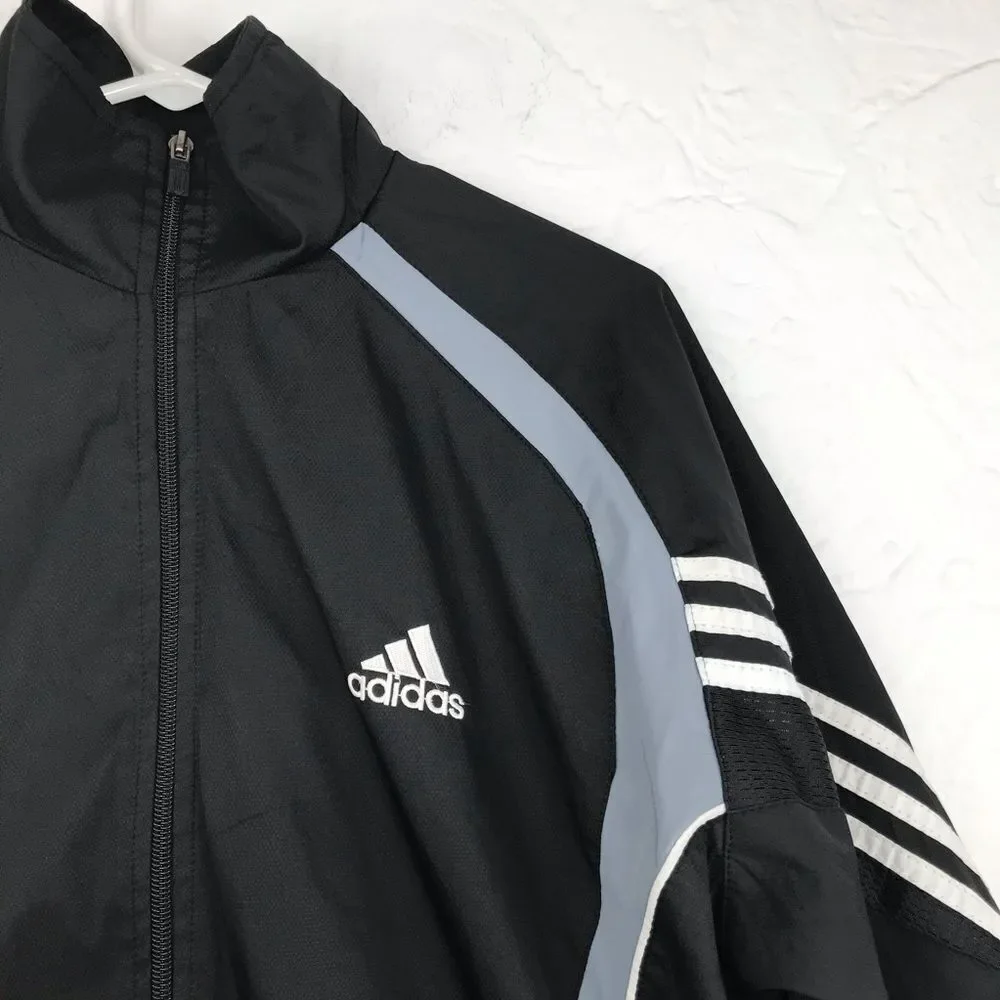 Adidas Black Vintage Track Jacket White Stripes-XL